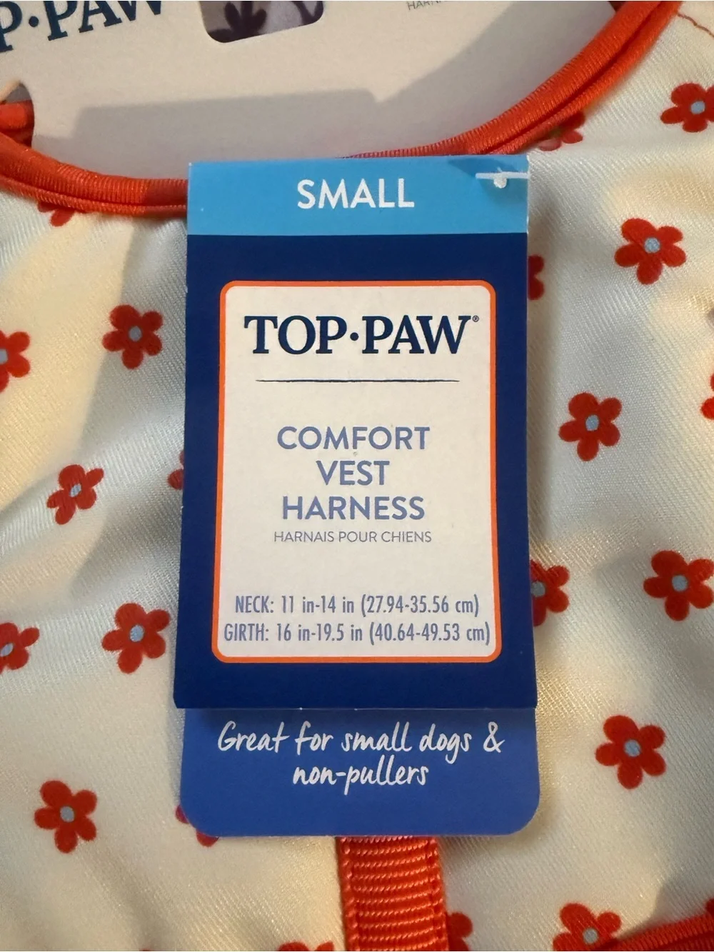 Top Paw Floral Comfort Vest Dog Harness Size Small – Red & White NWT
